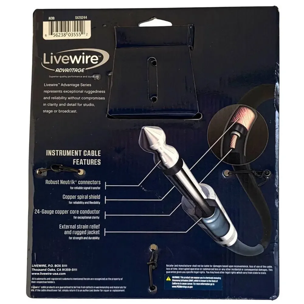 Livewire Advantage Instrument Cable 30 ft. Black